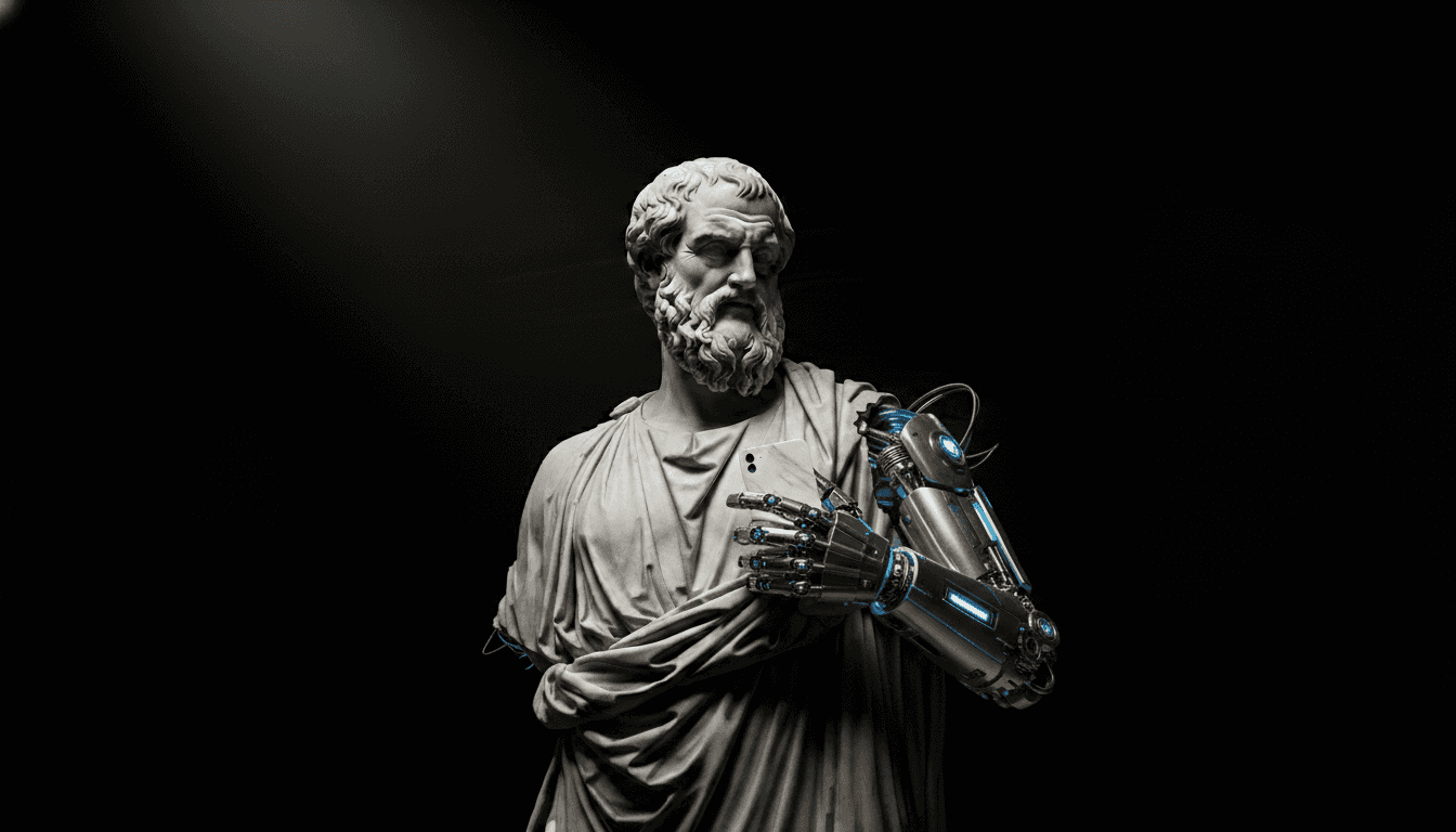 AI-enhanced Greek statue representing transformation